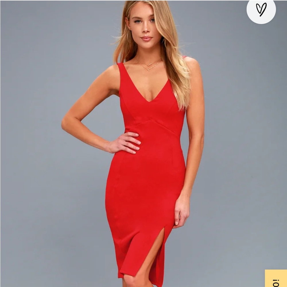 Iconic Moment Red Bodycon Midi Dress